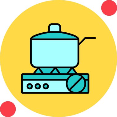 Gaz ocağında tava pişirmek. Web simgesi basit illüstrasyon