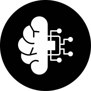 Makine Öğrenme Simgesi, Yapay Zeka düğmesi, vektör illüstrasyonu 