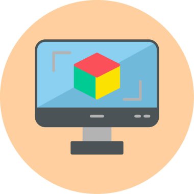 3D modelli bilgisayar ekranı, vektör illüstrasyonu