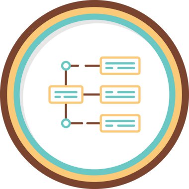 İş diyagramı simgesi. Ağ şeması simgesi. Veritabanı sembolü, vektör illüstrasyonu