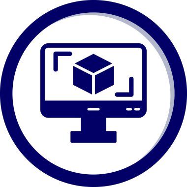 3D modelli bilgisayar ekranı, vektör illüstrasyonu