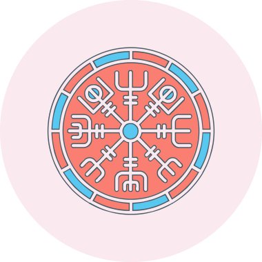 Vegvisir runik pusula simgesi, vektör illüstrasyonu.