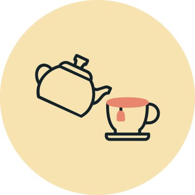 Çaydanlık ve çaydanlık ikon vektör çizimi