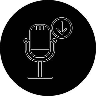 Podcast İndirme. Web simgesi basit illüstrasyon        