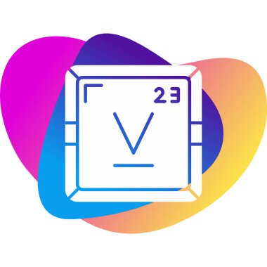 Vanadyum periyodik tablo simgesi. Vanadyum sembolü bilimsel vektör kimyasal element
