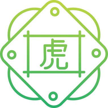 Çin Zodiac Tiger sembolü, vektör illüstrasyonu 