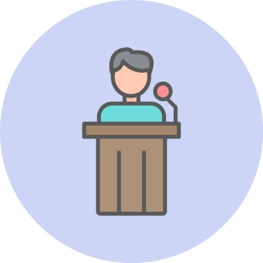 Siyaset ikonu. Web için basit bir konferans vektör simgesi çizimi