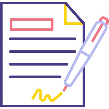 Sözleşme simgesi imzalama, basit vektör illüstrasyonu