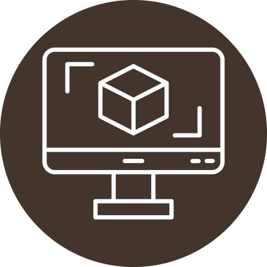 3D modelli bilgisayar ekranı, vektör illüstrasyonu