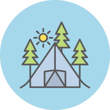 Kamp web simgesi vektör illüstrasyonu