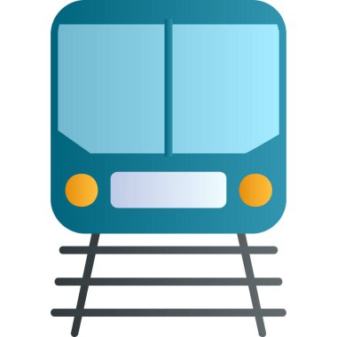 Demiryolu raylarındaki tren simgesi, vektör illüstrasyonu 