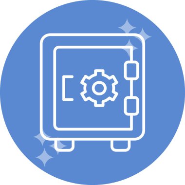 Dolap, güvenli, Vector Line Illustration. İş ve Finans simgesi.