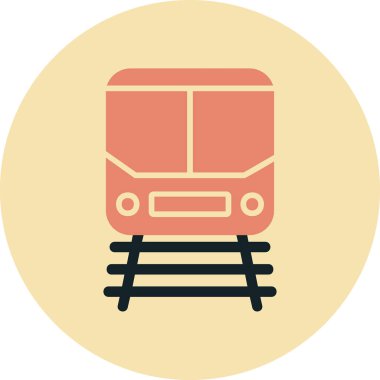 Demiryolu raylarındaki tren simgesi, vektör illüstrasyonu 