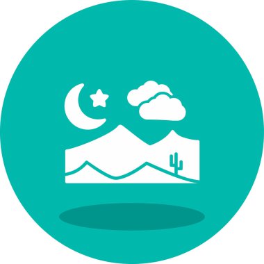 Dağdaki gece sahnesinin vektör illüstrasyonu 