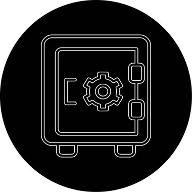 Dolap, güvenli, Vector Line Illustration. İş ve Finans simgesi.