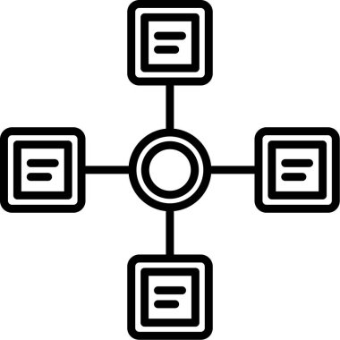 İş diyagramı simgesi. Ağ şeması simgesi. Veritabanı sembolü, vektör illüstrasyonu