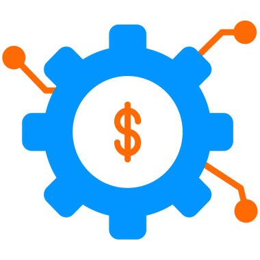 Varlık Yönetimi simgesi. Çarklı dolar sembolü, vektör illüstrasyonu 