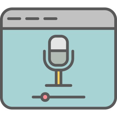 Çevrimiçi Kayıt, mikrofon ikonu vektör illüstrasyonu