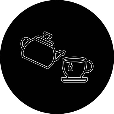Çaydanlık ve çaydanlık ikon vektör çizimi