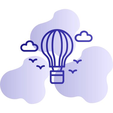 sıcak hava balonu simgesi, vektör illüstrasyonu 