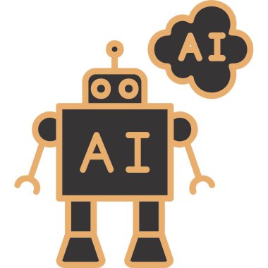 Yapay zeka. robot ikon vektör illüstrasyonu 