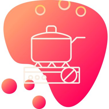 Gaz ocağında tava pişirmek. Web simgesi basit illüstrasyon