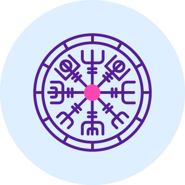 Vegvisir runik pusula simgesi, vektör illüstrasyonu.