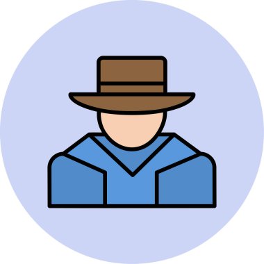 Şapkalı adam. Web simgesi basit illüstrasyon