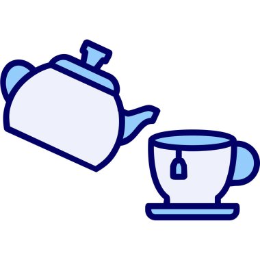 Çaydanlık ve çaydanlık ikon vektör çizimi