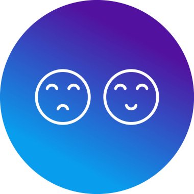 Mutlu ve üzgün yüz ifadeleri. Web basit illüstrasyonu