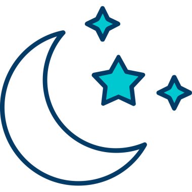 Yıldızlı ay. Web simgesi basit illüstrasyon 