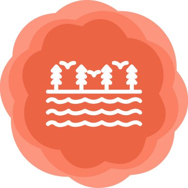 Orman nehri simgesi çizgi film tarzında  