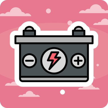 Araba pil simgesi, vektör çizim 