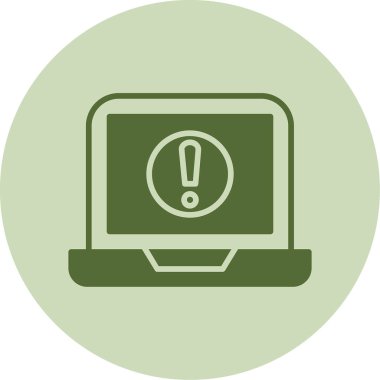 Dizüstü bilgisayar ekranında ünlem işareti, vektör illüstrasyonu basit tasarım