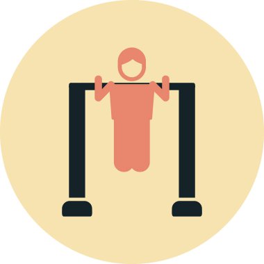 Çubuk Simgesini Aç, Çekme Egzersizi Yapan Kişi. Vektör İllüstrasyonu 