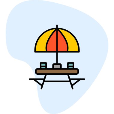 Sahildeki Açık Masa simgesinin vektör çizimi. 