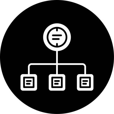 İş diyagramı simgesi. Ağ şeması simgesi. Veritabanı sembolü, vektör illüstrasyonu