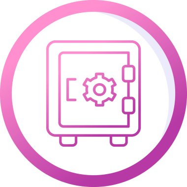 Dolap, güvenli, Vector Line Illustration. İş ve Finans simgesi.