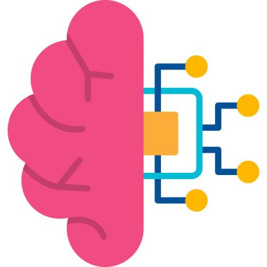 Makine Öğrenme Simgesi, Yapay Zeka düğmesi, vektör illüstrasyonu 