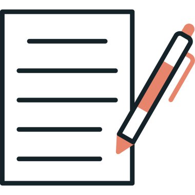 belge ve kalem simgesi düz tasarım