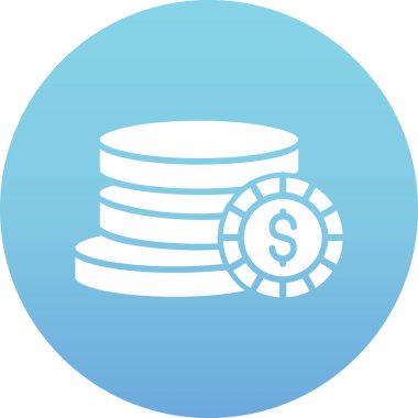 Dolar işareti ağ simgesi olan bozuk para yığını, vektör illüstrasyonu