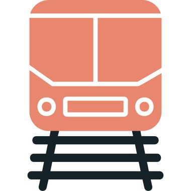 Demiryolu raylarındaki tren simgesi, vektör illüstrasyonu 