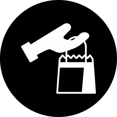 El ele tutuşan alışveriş poşeti vektör çizimi