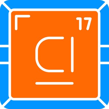 Klor CI kimyasal element simgesi. Periyodik tablonun kimyasal elementi. Atom numarası ile imzala