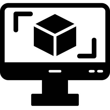 3D modelli bilgisayar ekranı, vektör illüstrasyonu