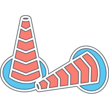 Trafik Konileri web simgesi, vektör illüstrasyonu