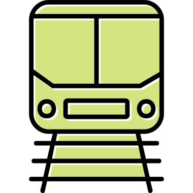 Demiryolu raylarındaki tren simgesi, vektör illüstrasyonu 