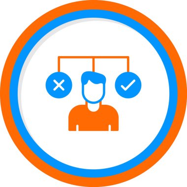 bir karar simgesi, vektör illüstrasyonu yapan kişi  