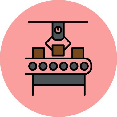 Üretim süreci simgesi, vektör illüstrasyonu basit tasarım