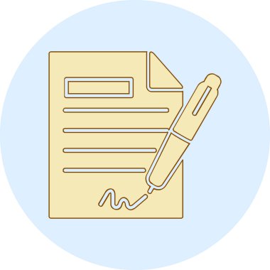 Sözleşme simgesi imzalama, basit vektör illüstrasyonu